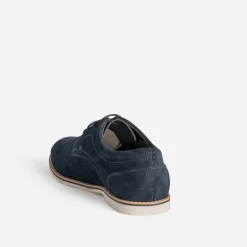 Derby marine cuir velours