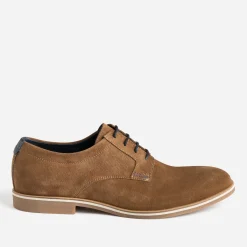 Derby marron clair éco-conçu en cuir velours