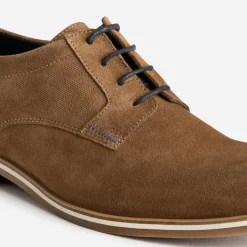 Derby marron clair éco-conçu en cuir velours