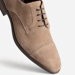 Derby taupe cuir velours