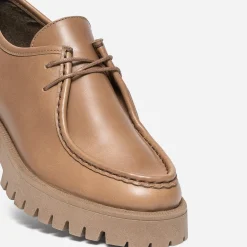 Derby TEXTO camel éco-conçu cuir à semelle crantée