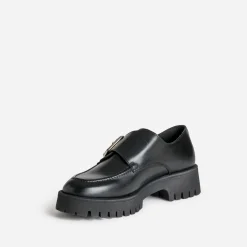 Derby TEXTO noir cuir maxi boucle