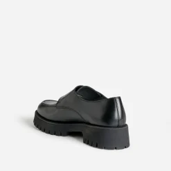 Derby TEXTO noir cuir maxi boucle