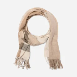 Echarpe beige à motif rayures