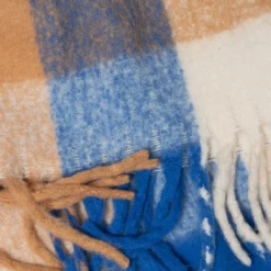 Echarpe TEXTO bleu, camel et écru