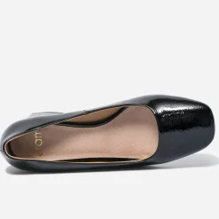 Escarpin noir verni à bout carré