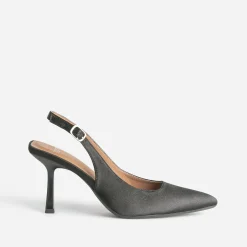 Escarpin slingback TEXTO noir satiné