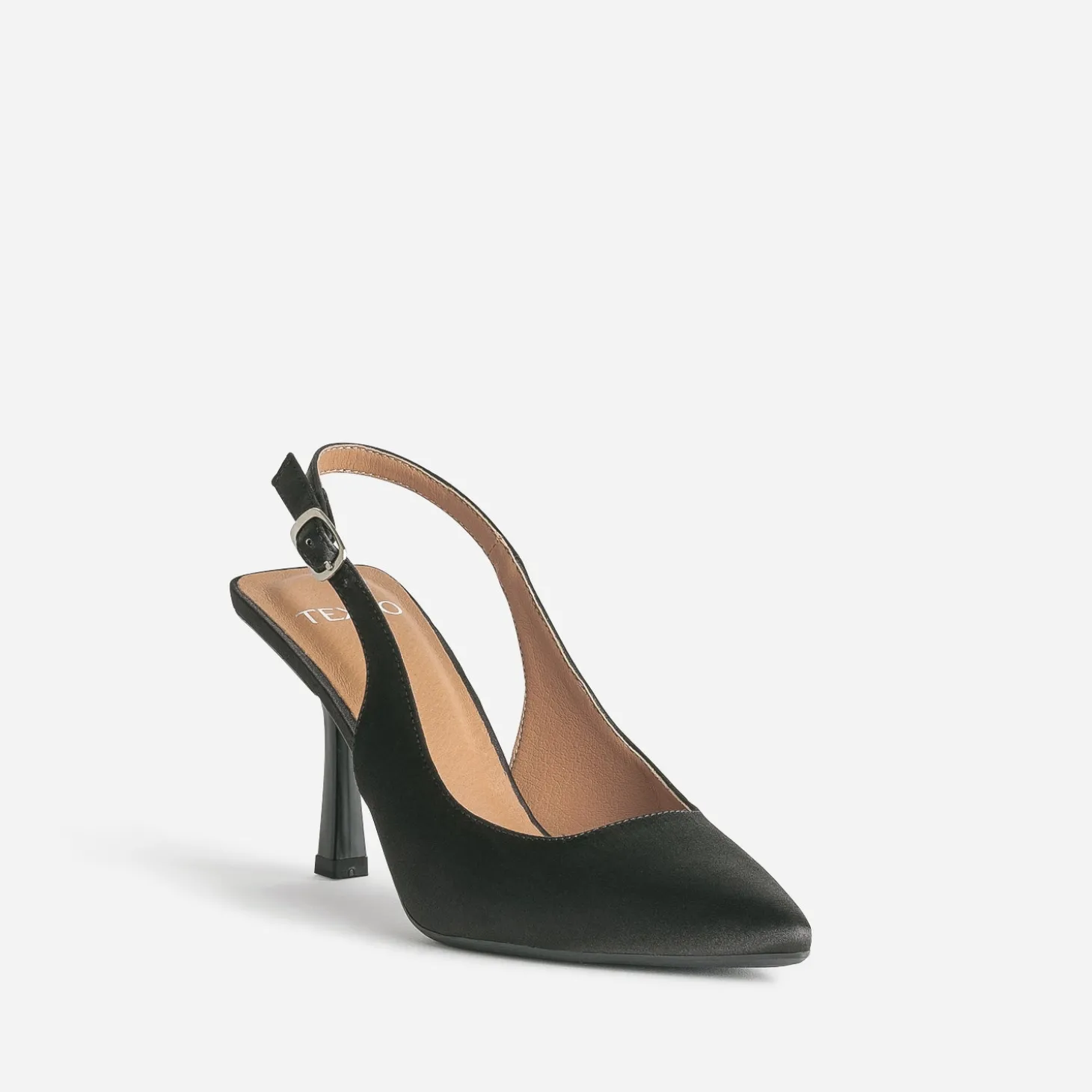Escarpin slingback TEXTO noir satiné