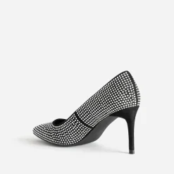 Escarpin stiletto TEXTO noir décor strass