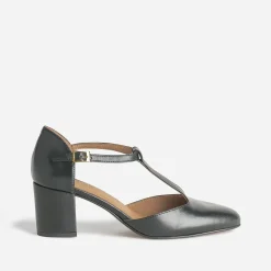 Escarpin-salomé noir éco-conçu en cuir