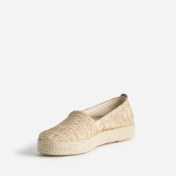 Espadrille beige textile tressé rayé