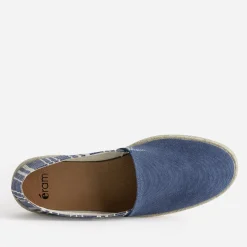 Espadrille bleue toile motif rayures