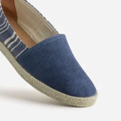 Espadrille bleue toile motif rayures