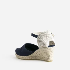 Espadrille compensée bleu marine en toile