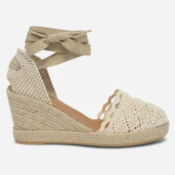 Espadrille compensée écrue façon crochet