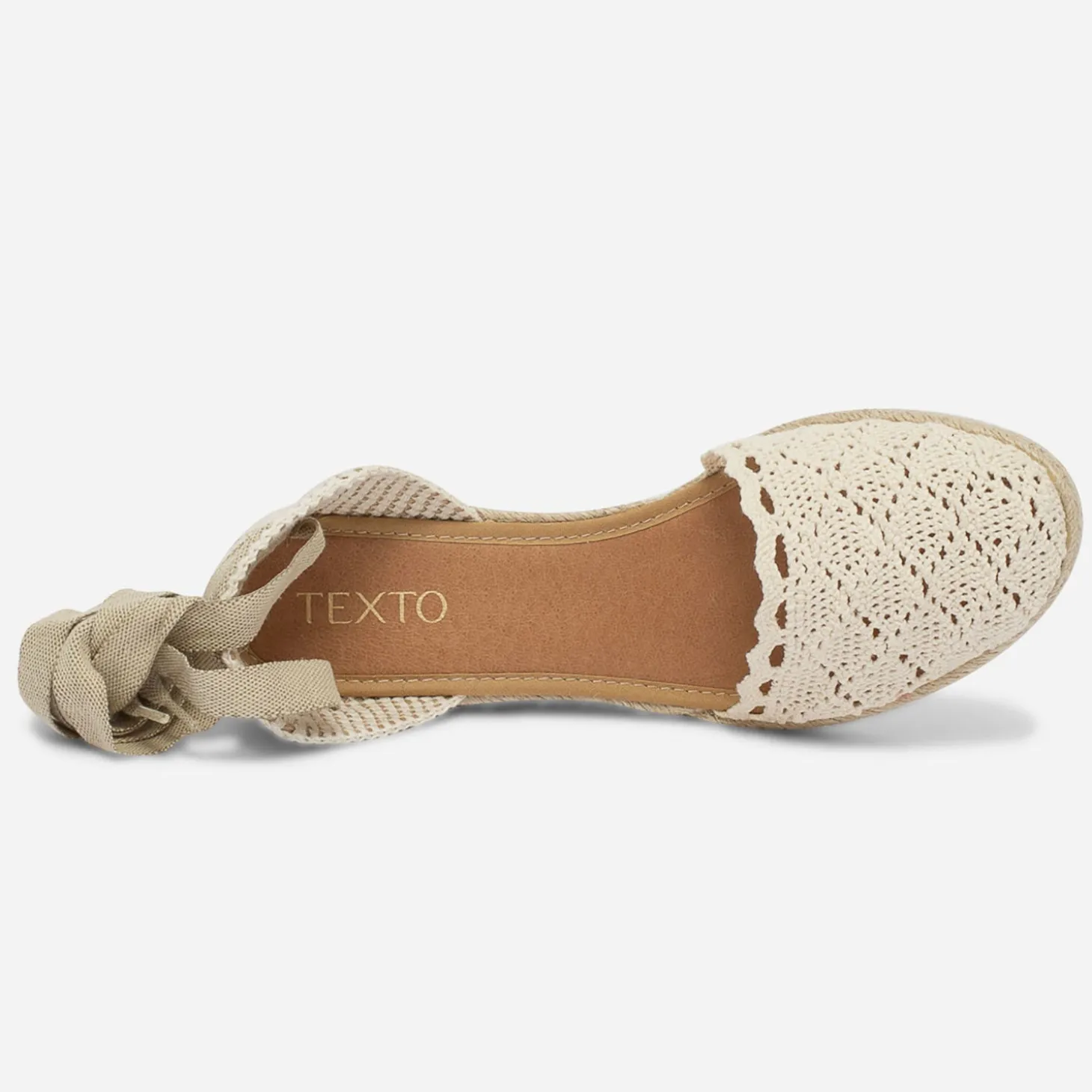 Espadrille compensée écrue façon crochet
