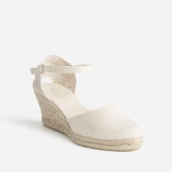 Espadrille compensée écrue éco-conçue en toile