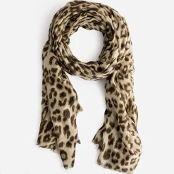 Foulard beige à motif léopard