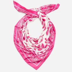 Foulard rose et blanc motif floral - Sélection Octobre Rose