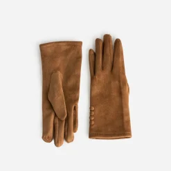 Gants cognac détails boutons