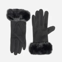 Gants noirs avec bords imitation fourrure