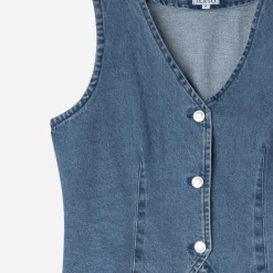 Gilet sans manches TEXTO en jean bleu