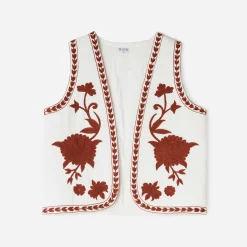 Gilet TEXTO écru maxi broderies