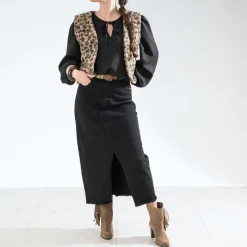 Gilet TEXTO marron à motif léopard