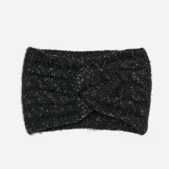 Headband noir en tricot torsadé