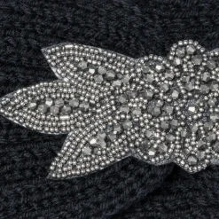 Headband-bijou TEXTO noir en maille