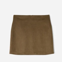 Jupe courte TEXTO marron effet suédé