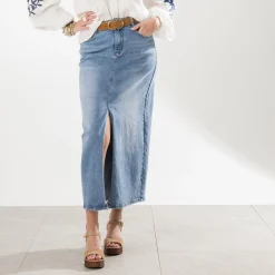 Jupe longue TEXTO en jean bleu