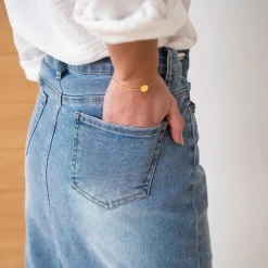 Jupe midi TEXTO bleu délavé en jean