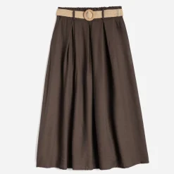 Jupe midi TEXTO marron avec ceinture