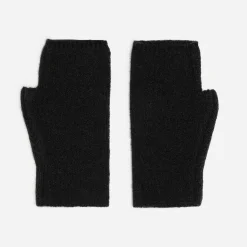 Mitaines TEXTO noires tricot décor strass