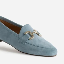 Mocassin baby blue en cuir velours