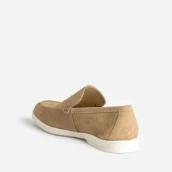 Mocassin beige cuir velours