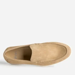 Mocassin beige cuir velours