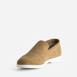 Mocassin beige cuir velours