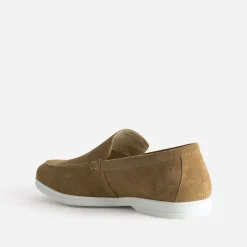 Mocassin beige cuir velours