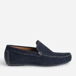 Mocassin bleu marine en cuir velours