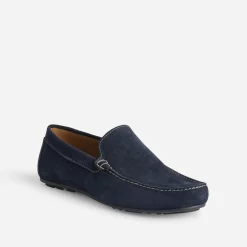 Mocassin bleu marine en cuir velours