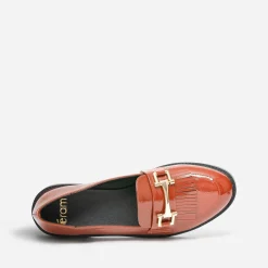 Mocassin cognac verni à franges