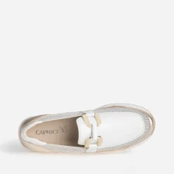 Mocassin confort CAPRICE doré et blanc cuir