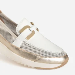 Mocassin confort CAPRICE doré et blanc cuir