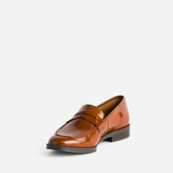 Mocassin ERAM FLEX caramel en cuir verni