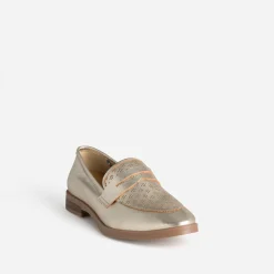 Mocassin ERAM FLEX doré cuir perforé