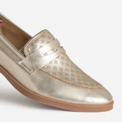 Mocassin ERAM FLEX doré cuir perforé
