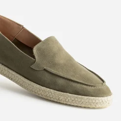 Mocassin kaki cuir velours semelle corde