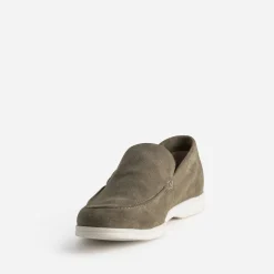 Mocassin kaki cuir velours